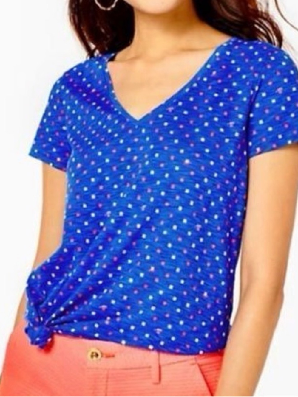 Lilly Pulitzer V-Neck Etta Top in Borealis Blue Lilly Squared.  (NWOT)     Small